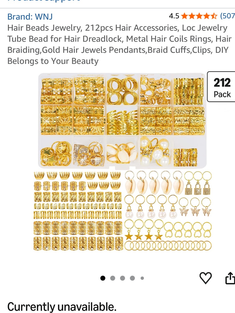 Gold Hair Beads & Dreadlock Jewelry Set, Hair Accessories